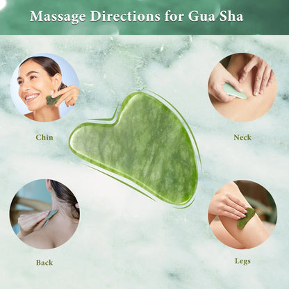 Jade Roller Gua Sha Face Roller for Body Face Facial Massage Skin Care Kit 3 PCS